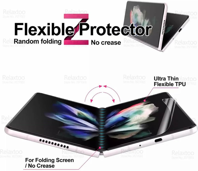 لاكيون (مجموعتان 3 في 1) واقي شاشة متوافق مع Samsung Galaxy Z Fold 5 [فيلم هيدروجيل] (فيلم الشاشة الداخلية + فيلم الشاشة الأمامية + فيلم الشاشة الخلفية) فيلم هيدروجيل (Fold 5) - Image 5