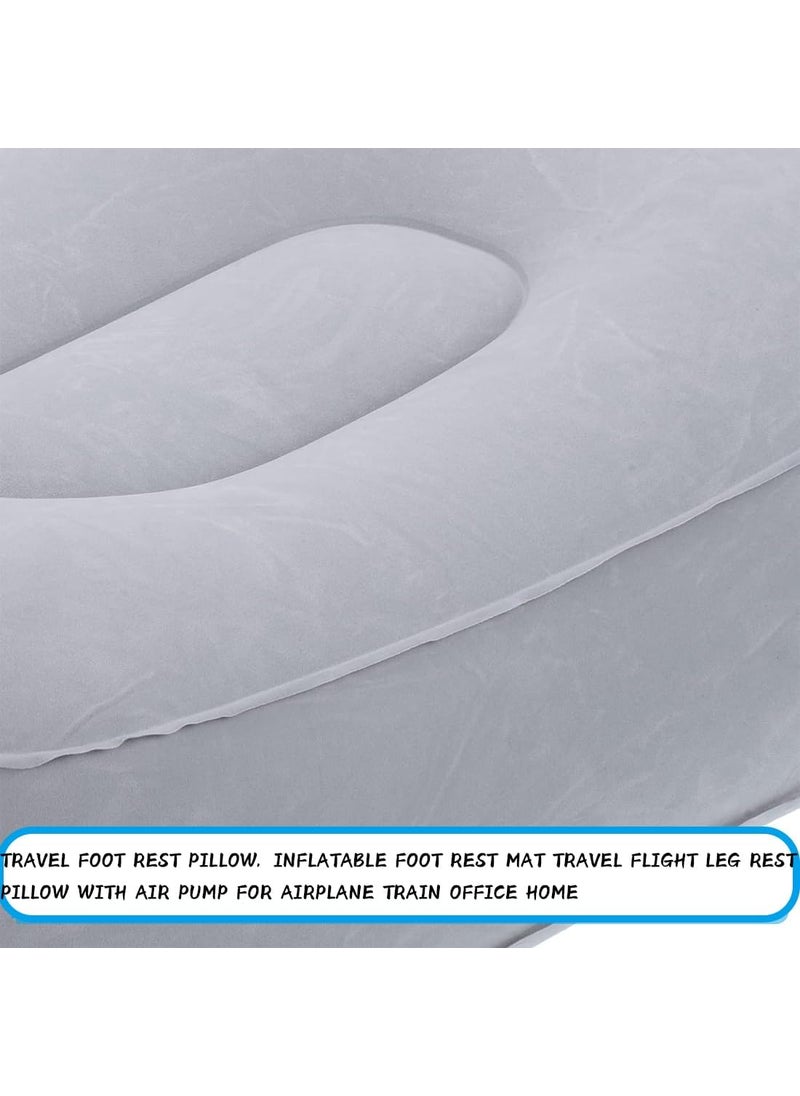 Coldcool Travel Foot Rest Pillow Soft Flocking Pillow Flights Relax Cushion Ottomans Leg Up with Air Pump for Office Home Relax Camping and Travel Use Gray  - Image 5