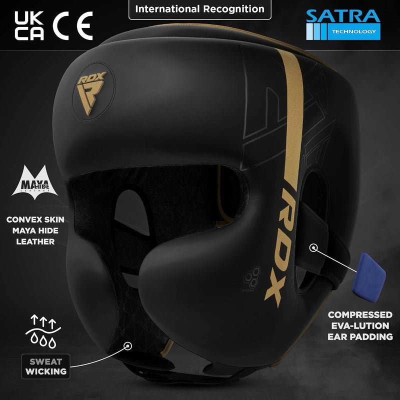 RDX Boxing Headgear for MMA Training - Adjustable Padded Kara for Kickboxing, Sparring, and Martial Arts -XL |Golden (HGR-F6MGL-XL) - Image 3