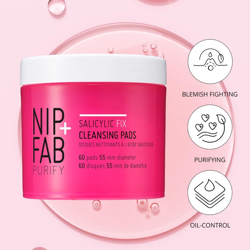 NIP+FAB Nip + Fab Salicyclic Fix Night Pads for Face with Hyaluronic Acid, Exfoliating Facial Pad BHA Exfoliant for Skin Hydration Acne Breakouts and Blemishes, 60 Pads, 2.7 Ounce - Image 4