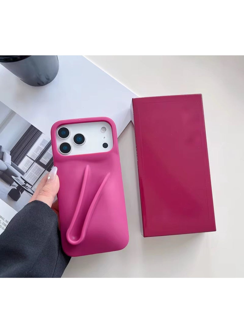 rhode Lip Gloss Phone Case with Lip Color, Liquid Silicone iPhone Case with Camera Protection, Lipstick Lip Gloss Case for iPhone 17 Pro Max (Rose)