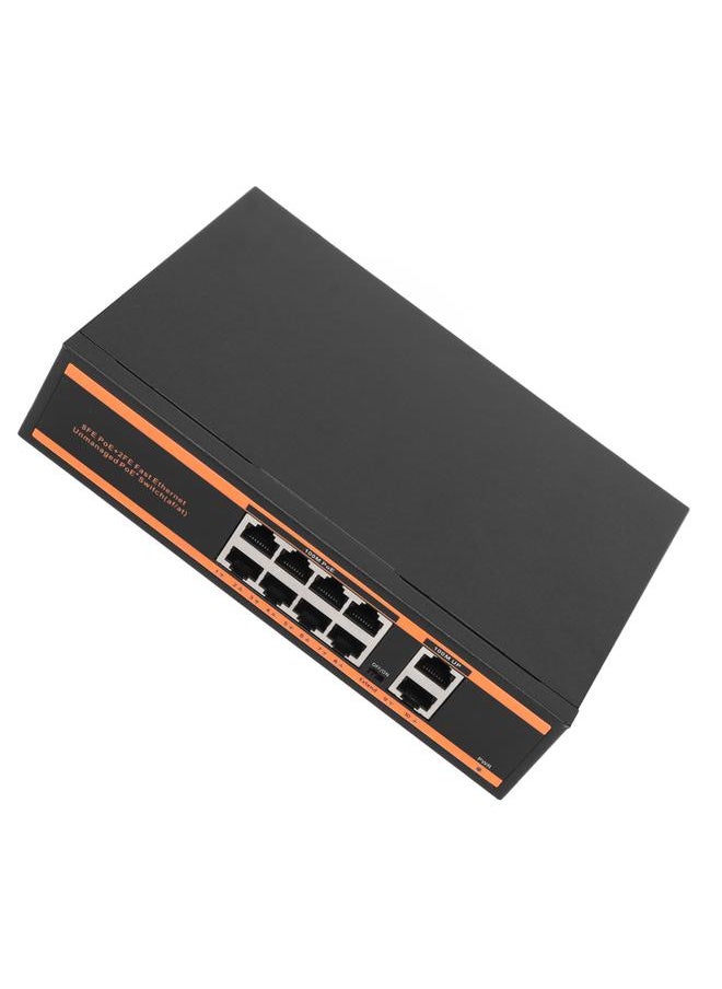 Thoraya ZX-FE802 Network Surveillance Camera Power Supply 8+2 100M PoE Switch 10-Port PoE Switch Ethernet Switch | Unmanaged Ethernet Splitter | 802.3af Compatible | Plug and Play | Solid Metal | Fanless and Quiet | Traffic Optimized EU 100-240V  - Image 5