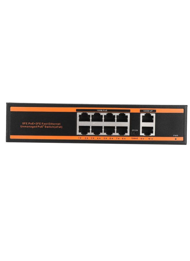 Thoraya ZX-FE802 Network Surveillance Camera Power Supply 8+2 100M PoE Switch 10-Port PoE Switch Ethernet Switch | Unmanaged Ethernet Splitter | 802.3af Compatible | Plug and Play | Solid Metal | Fanless and Quiet | Traffic Optimized EU 100-240V  - Image 2