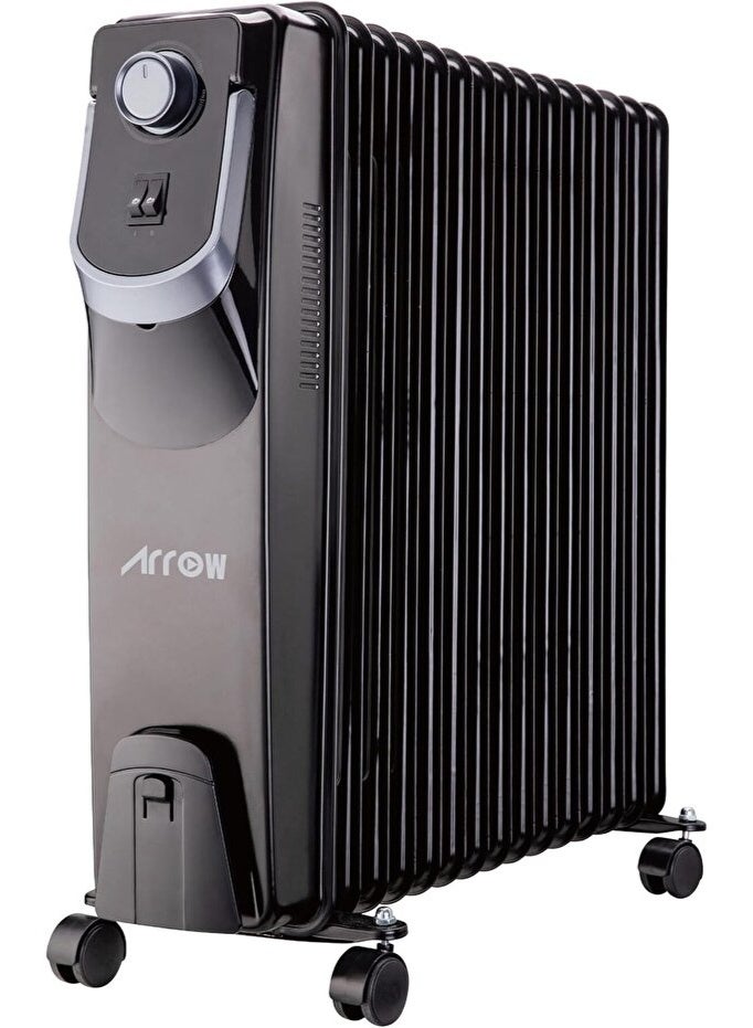 ARROW 13-Fin Oil Heater RO-13OHSB – Black Portable Radiator, 2500W Powerful Heating, Adjustable Thermostat, Energy Efficient, Overheat Protection, Quiet Operation for Home and Office Use - Image 1