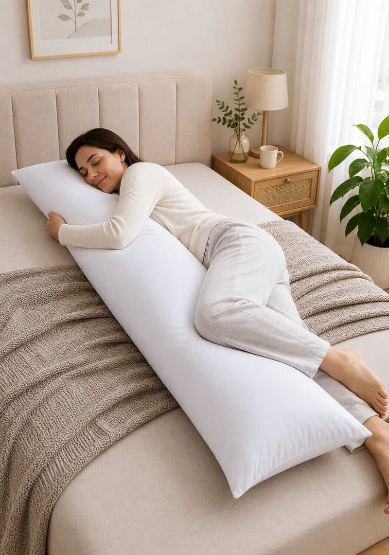 Aristocrat Body Pillow 40x140 cm – Soft Full Body Support Pillow, Extra Filled Long Pillow for Sleeping, Pregnancy & Side Sleepers, Breathable Microfiber Fabric, White - Image 2