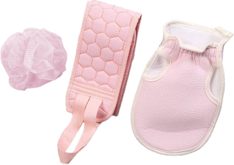 windforgecraft Back Scrubber, Bath Scrubber with Long Handle and Shower Glove Bath Ball Set, Easy Carrying Safe Cleaning Body Scrubbing Set for Arms, Legs, Chest, - Image 1