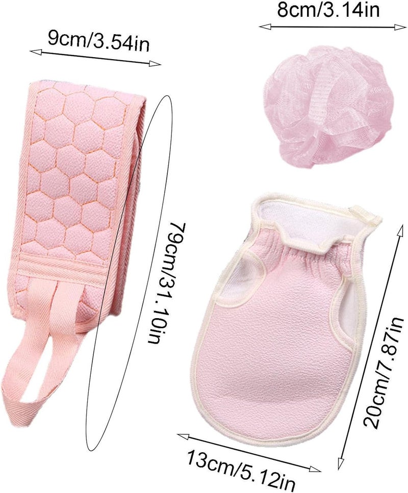 windforgecraft Back Scrubber, Bath Scrubber with Long Handle and Shower Glove Bath Ball Set, Easy Carrying Safe Cleaning Body Scrubbing Set for Arms, Legs, Chest, - Image 4