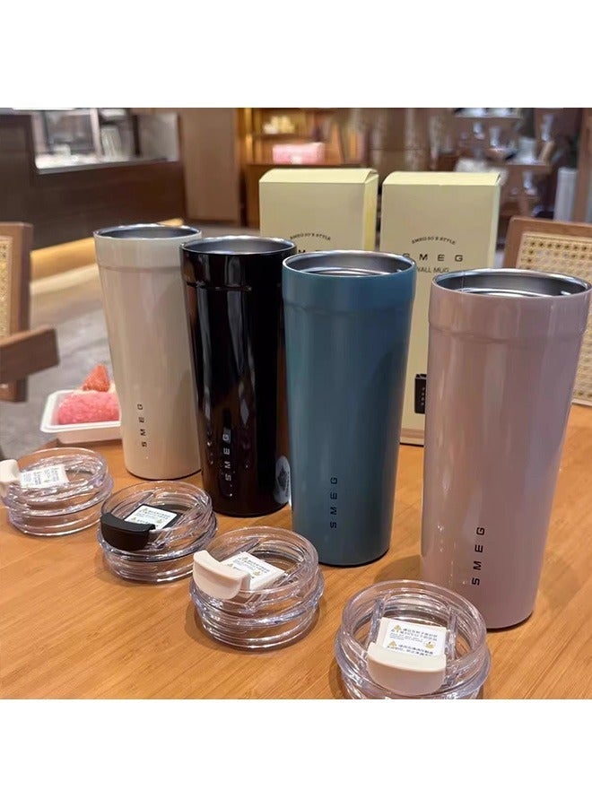 سميج ترمس قهوة للسفر من SMEG، سعة 550 مل، مصنوع من الفولاذ المقاوم للصدأ، معزول بتفريغ الهواء بدرجة 316، مناسب للطعام، لون وردي - Image 3