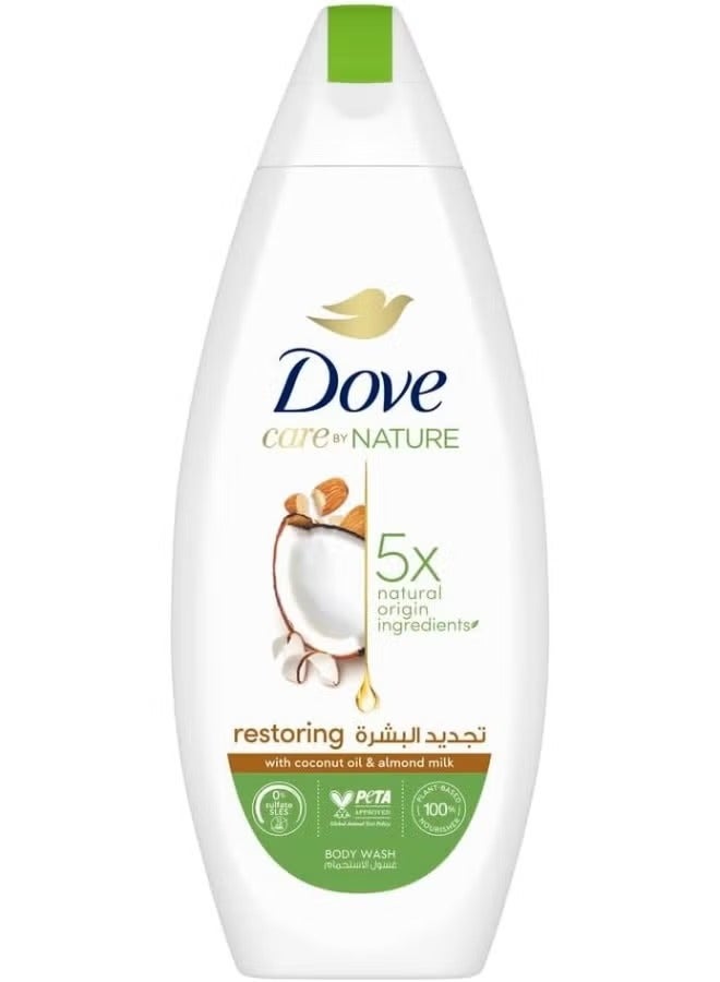 دوف غسول استحمام بزيت جوز الهند وحليب اللوز مع ليفة 250 مل - Image 2