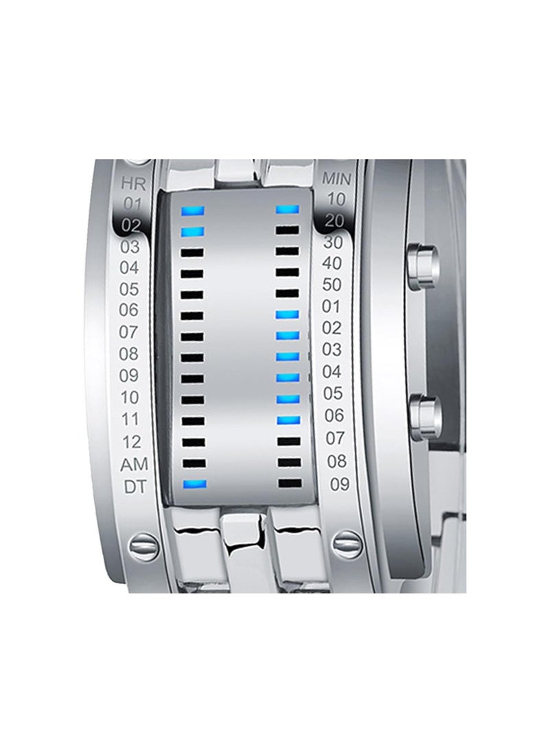 Generic - Mens LED Digital Watch Fashionable Blue Backlight Quartz Timepiece for Outdoor Parties Mens Binary Watch Matrix Watch Binary Watch Men Mens Binary Wristwatch Digital LED Watch - Image 1