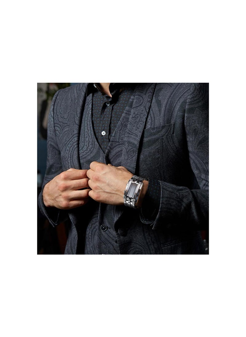 Generic - Mens LED Digital Watch Fashionable Blue Backlight Quartz Timepiece for Outdoor Parties Mens Binary Watch Matrix Watch Binary Watch Men Mens Binary Wristwatch Digital LED Watch - Image 1