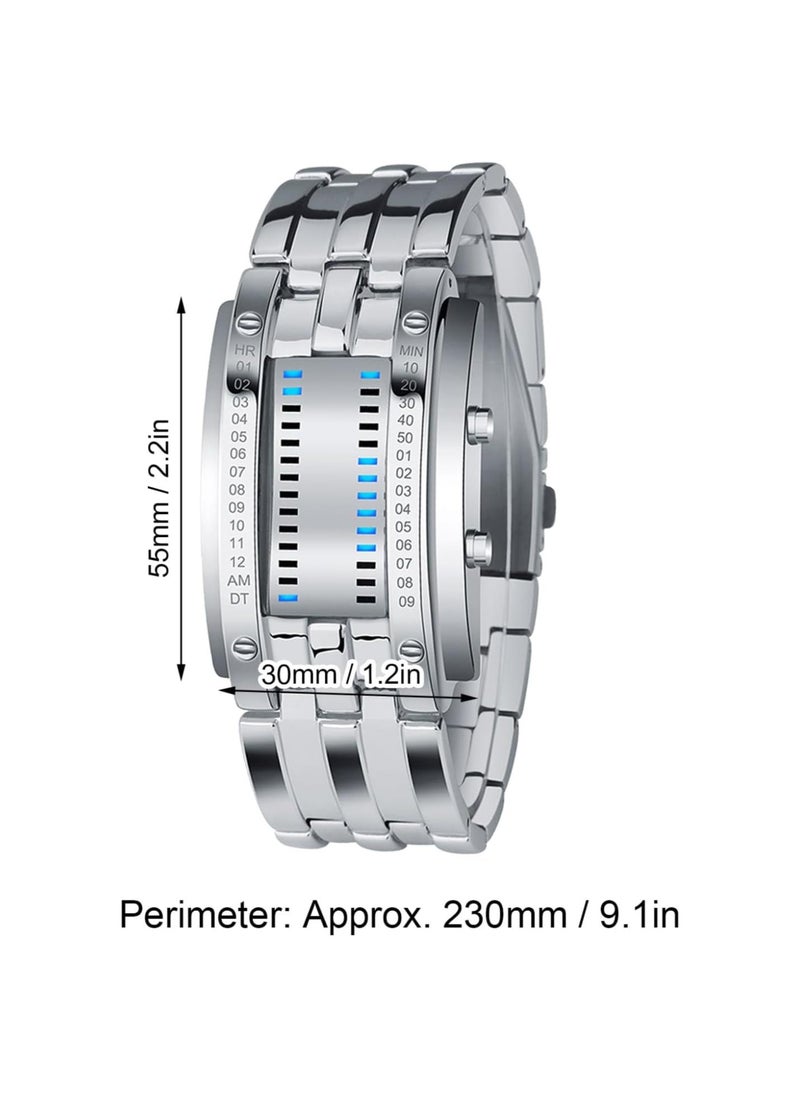 Generic - Mens LED Digital Watch Fashionable Blue Backlight Quartz Timepiece for Outdoor Parties Mens Binary Watch Matrix Watch Binary Watch Men Mens Binary Wristwatch Digital LED Watch - Image 1