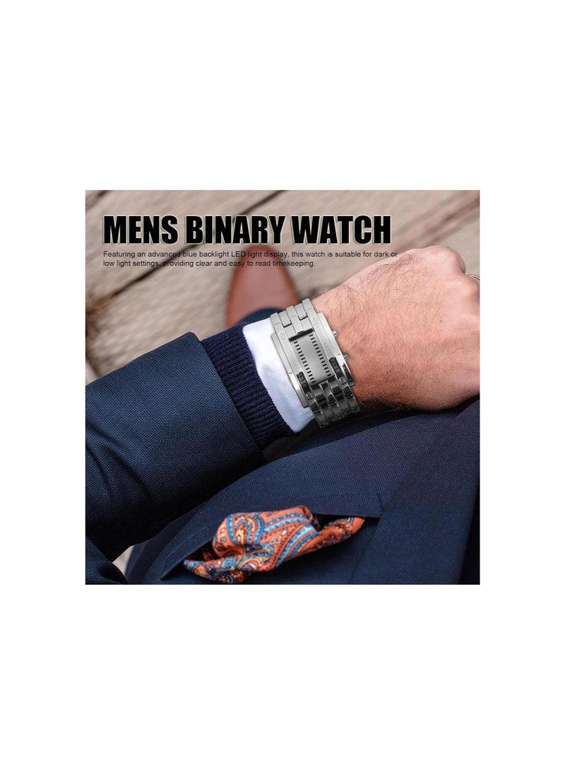 Generic - Mens LED Digital Watch Fashionable Blue Backlight Quartz Timepiece for Outdoor Parties Mens Binary Watch Matrix Watch Binary Watch Men Mens Binary Wristwatch Digital LED Watch - Image 1