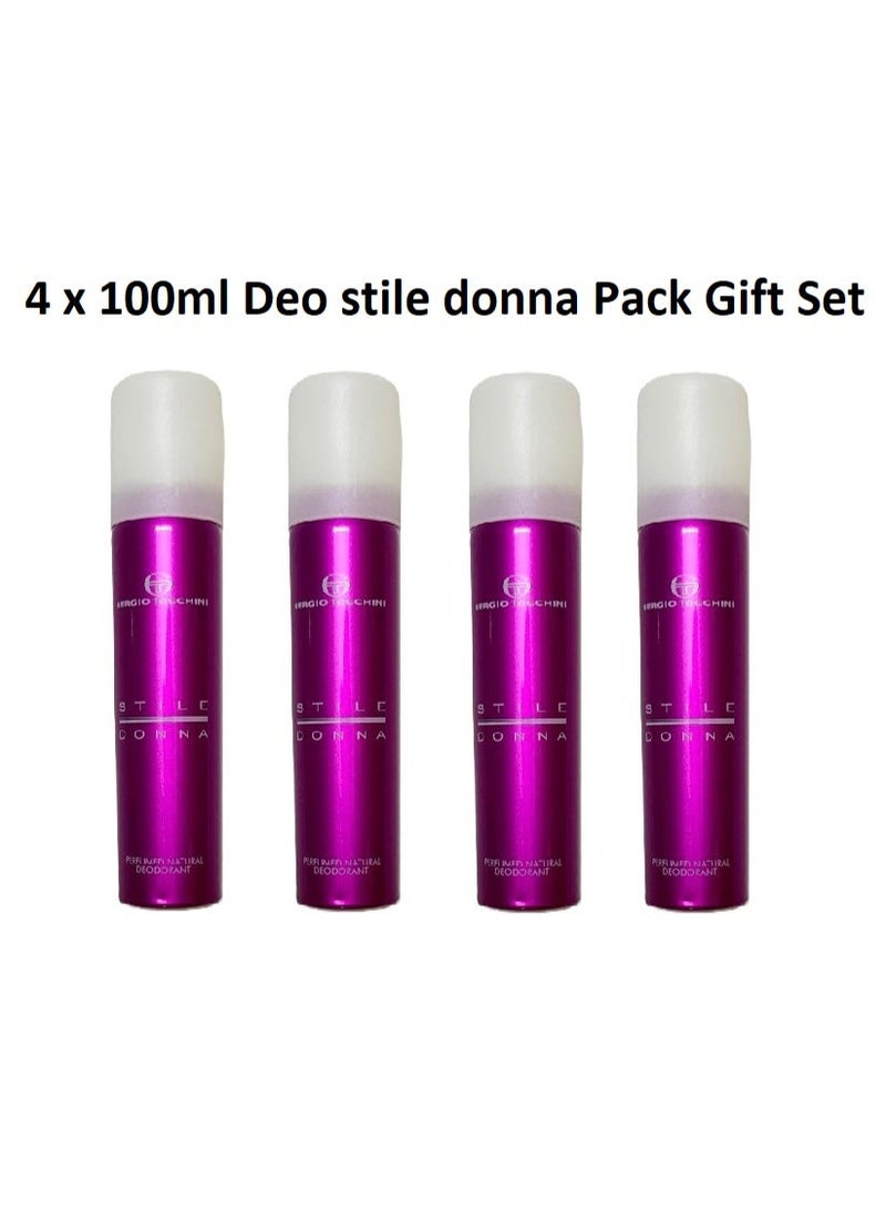 Sergio Tacchini Stile Donna Body spray Deodorant 4 x 100ml  pack Original coleection - Image 1