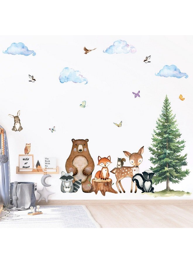 Uflashmi Woodland Nursery Wall Decor Decal, Woodland Forest Animal Wall Stickers for Baby Nursery Bedroom Kids Room Decor - Image 2