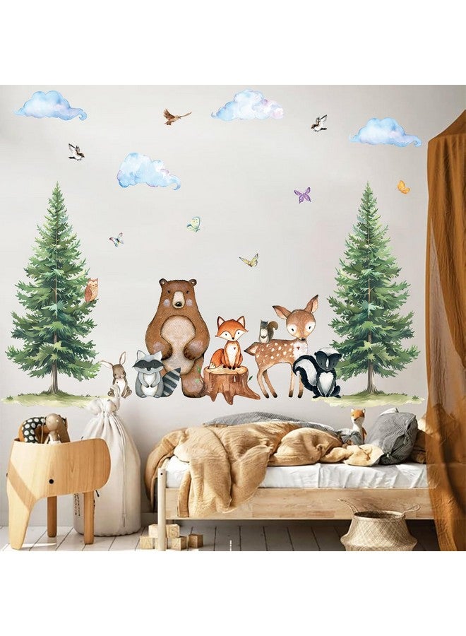 Uflashmi Woodland Nursery Wall Decor Decal, Woodland Forest Animal Wall Stickers for Baby Nursery Bedroom Kids Room Decor - Image 1