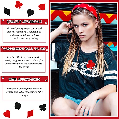 MTLEE 24 Pcs Play Cards Iron on Patches Card Suits Red Black Heart Diamonds Clubs Spades Poker Iron on Patches Las Vegas Sew on Embroidered Applique DIY Accessory for Jeans Hats Bags Backpack - Image 4