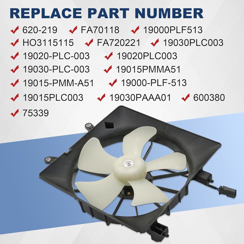 JDMSPEED Radiator Cooling Fan 620-219 Right Side Replacement for Honda Civic 2001-2005 - Image 3