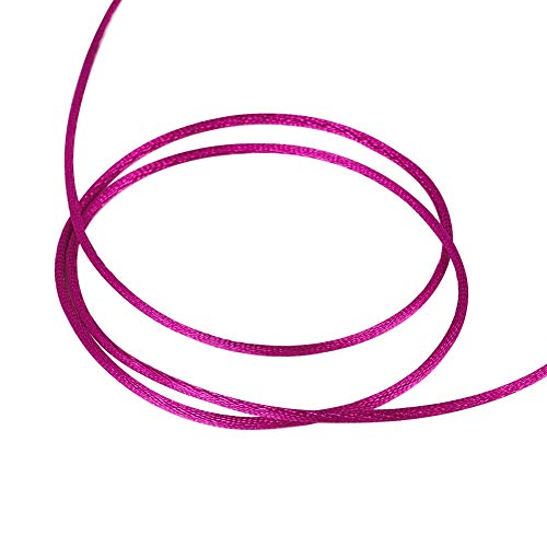EEE ELECRELIVE Elecrelive 109 Yards 1.5mm Fuchsia Rattail Satin Nylon Trim Silk Cord Chinese Knotting Beading String Macrame Thread Cord for Necklace Bracelet Braided Jewelry Making - Image 2