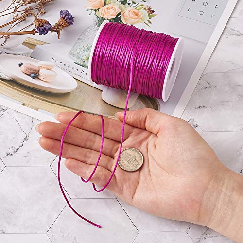 EEE ELECRELIVE Elecrelive 109 Yards 1.5mm Fuchsia Rattail Satin Nylon Trim Silk Cord Chinese Knotting Beading String Macrame Thread Cord for Necklace Bracelet Braided Jewelry Making - Image 5