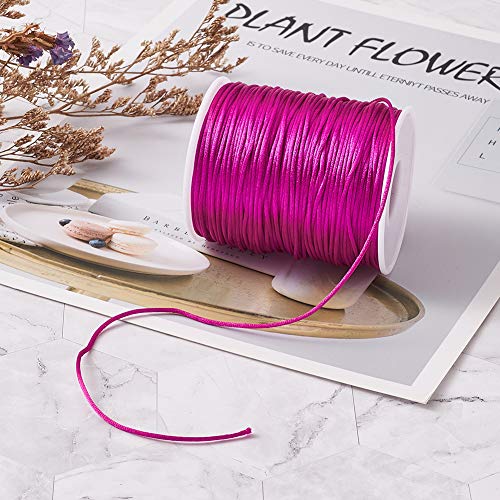 EEE ELECRELIVE Elecrelive 109 Yards 1.5mm Fuchsia Rattail Satin Nylon Trim Silk Cord Chinese Knotting Beading String Macrame Thread Cord for Necklace Bracelet Braided Jewelry Making - Image 4