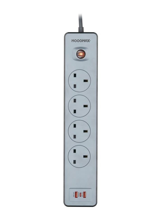 MOOGMAX Moogmax MXEC001 EKO Premium Multi-Life Cord Extension Set with 4 Universal Outlets, Dual USB Fast Charging, 1290W Power Capacity, and Advanced Overload Protection – Ideal for Home and Office Use  - Image 1