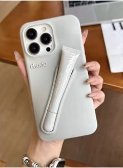 rhode iPhone 16 Pro Max Silicone Case Lip Holder for Cell Phone, Lip Gloss Adhesive Sleeve for Phone, Lip Holder Stick-on Phone Case, Back Stick On Holder for iPhone Phones (Grey)  - Image 1