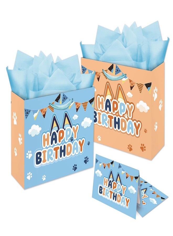 NF ORANGE Blue Dog Party Bag Inculde 13'' Large Tissue Paper Greeting Card, Dog Theme Birthday Party Decoration - Image 1