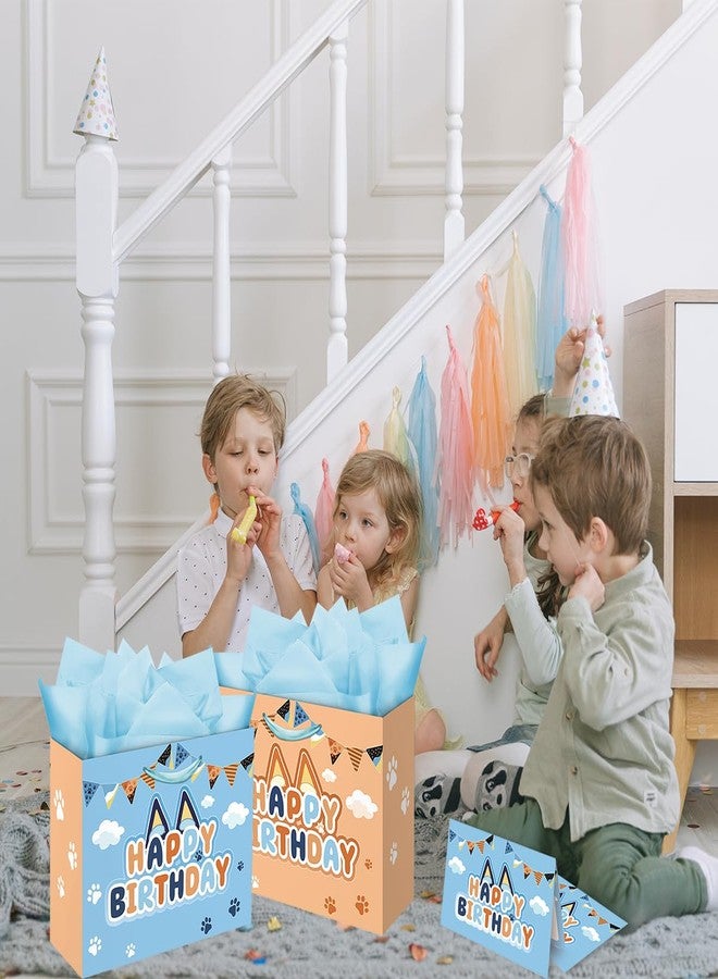 NF ORANGE Blue Dog Party Bag Inculde 13'' Large Tissue Paper Greeting Card, Dog Theme Birthday Party Decoration - Image 3