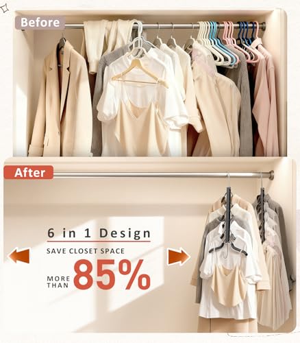 HUITEM Clothes Hangers Space Saving Hangers 6 Tier Non Slip Shirt Hangers with Foam Padding Space Saving Coat Hanger Closet Organizers and Storage for Shirts Sweaters TShirts Jackets 2 Pack - Image 3