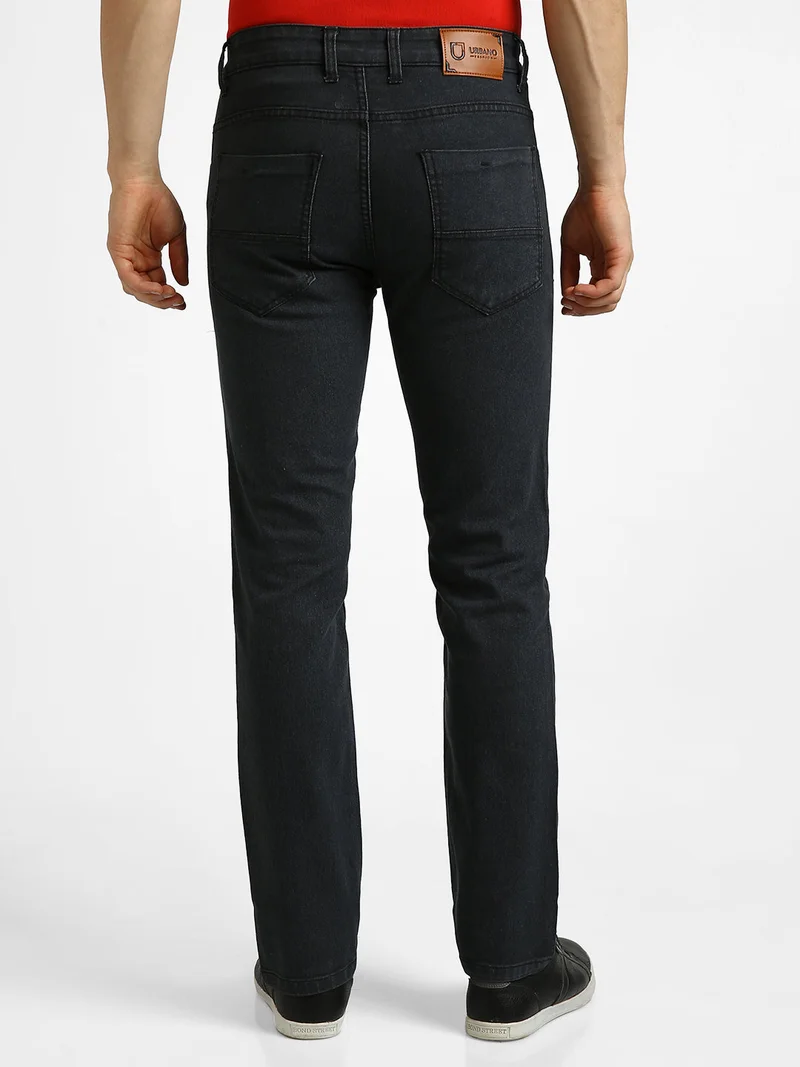 Urbano Fashion  Urbano Fashion Men's Dark Grey Regular Fit Washed Jeans Stretchable  | Best Price UAE