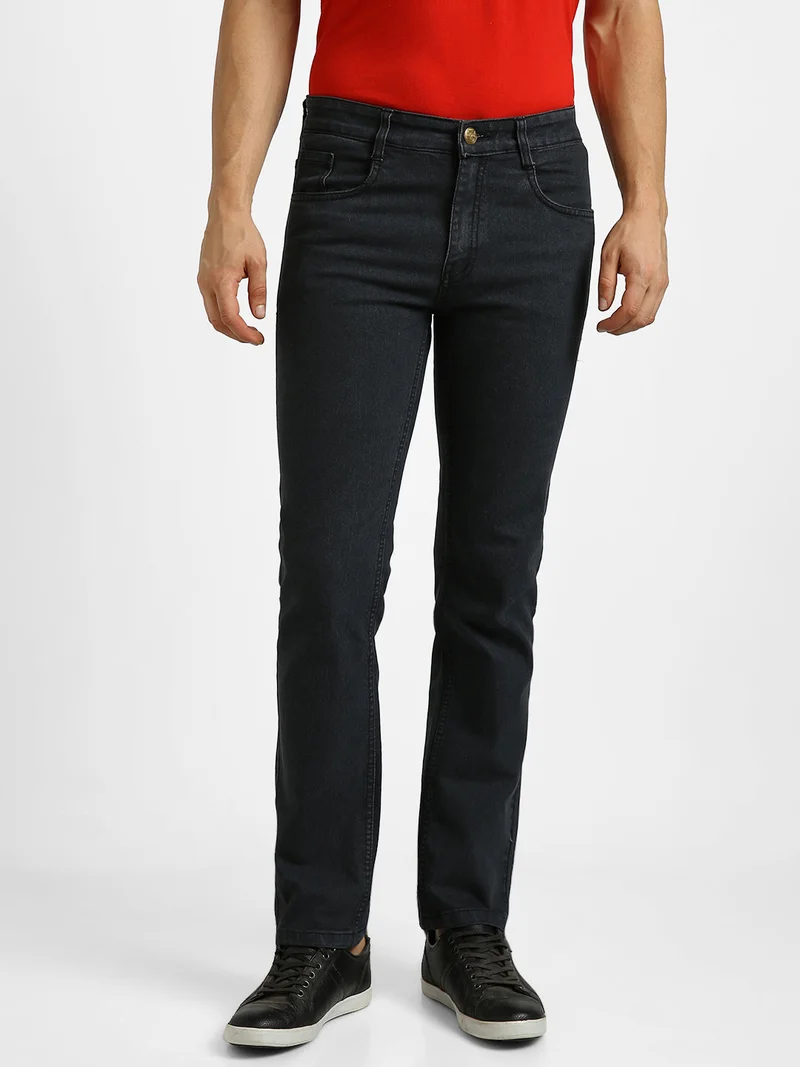 Urbano Fashion Men's Dark Grey Regular Fit Washed Jeans Stretchable