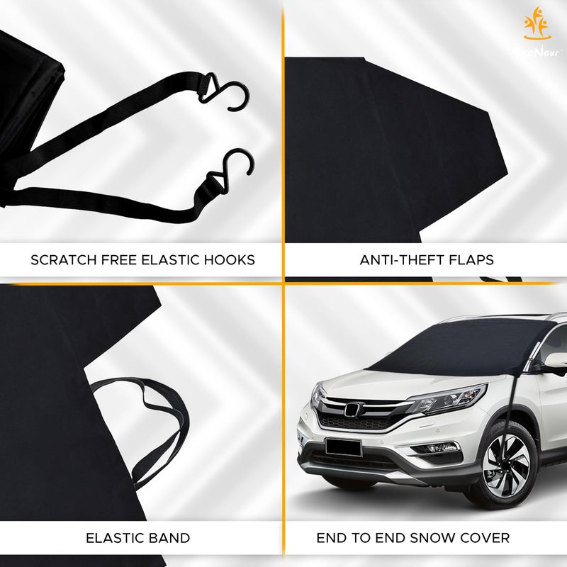 EcoNour Windshield Cover for Ice and Snow | Enhanced 600D Oxford Fabric Windshield Cover for Any Weather | Water, Heat & Sag-Proof Car Windshield Snow Cover | (69 x 42 inches) (Pack of 2) - Image 5