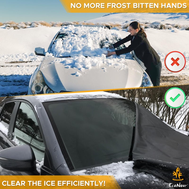 EcoNour Windshield Cover for Ice and Snow | Enhanced 600D Oxford Fabric Windshield Cover for Any Weather | Water, Heat & Sag-Proof Car Windshield Snow Cover | (69 x 42 inches) (Pack of 2) - Image 4