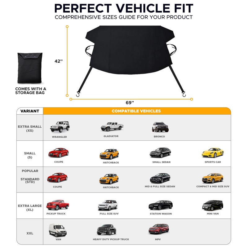 EcoNour Windshield Cover for Ice and Snow | Enhanced 600D Oxford Fabric Windshield Cover for Any Weather | Water, Heat & Sag-Proof Car Windshield Snow Cover | (69 x 42 inches) (Pack of 2) - Image 3