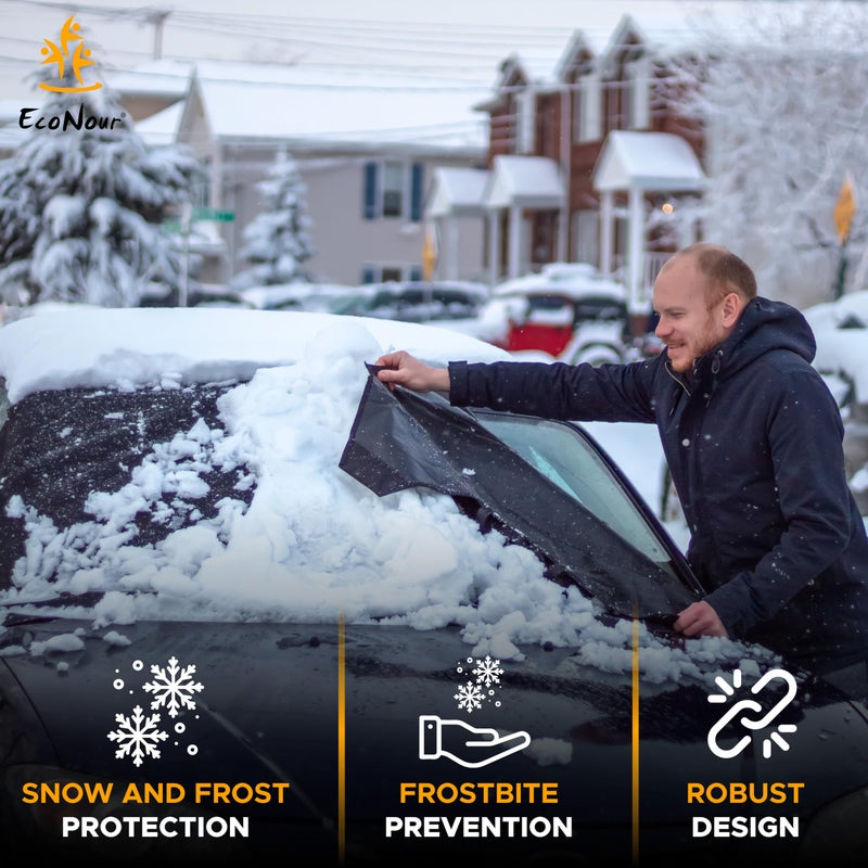 EcoNour Windshield Cover for Ice and Snow | Enhanced 600D Oxford Fabric Windshield Cover for Any Weather | Water, Heat & Sag-Proof Car Windshield Snow Cover | (69 x 42 inches) (Pack of 2) - Image 2
