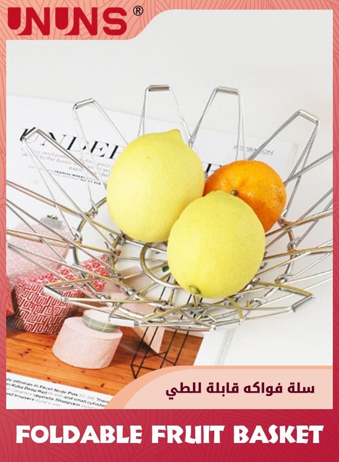 UNUNS Fruit Basket,Foldable Fruit Bowl,Metal Wire Fruit Basket For kitchen, Fruit Bowl For Kitchen Counter,Basket For Fruits,Vegetables,Breads,Snacks - Image 5
