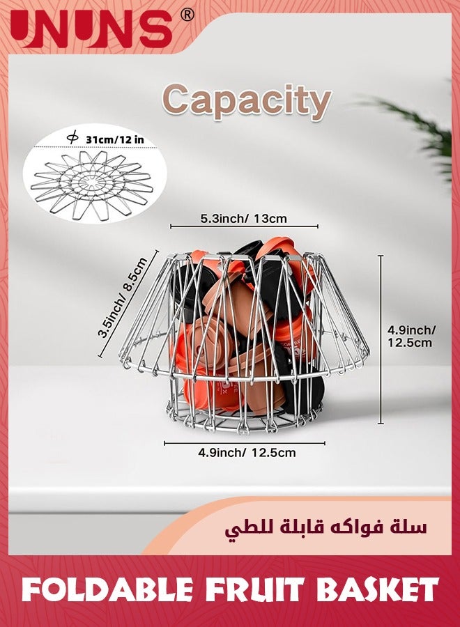 UNUNS Fruit Basket,Foldable Fruit Bowl,Metal Wire Fruit Basket For kitchen, Fruit Bowl For Kitchen Counter,Basket For Fruits,Vegetables,Breads,Snacks - Image 2
