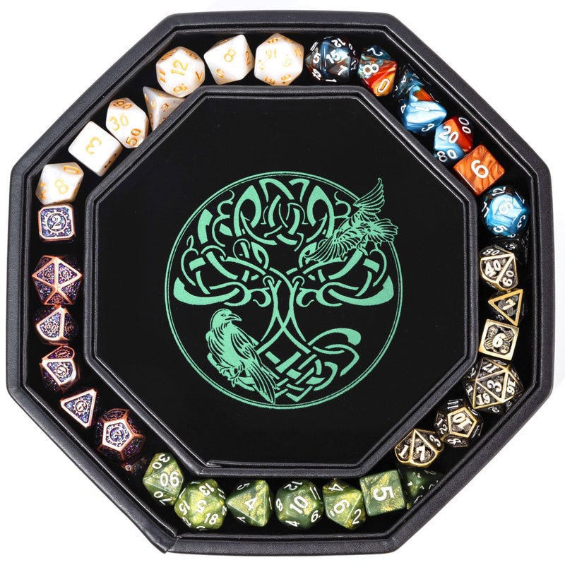 Soar Forge DND Dice Tray - Premium 9 Inch Tray for Dungeons and Dragons: Exquisitely Detailed Green World Tree & Wolf Raven Design - Perfect Rolling & Box Storage to Protect Your Dice for D&D and RPG - Image 3