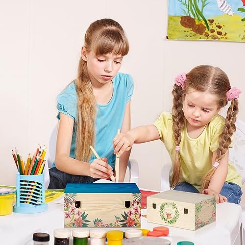 BeNiNat 2 Pack Unfinished Wood Box with Lid Large Wooden Box(14”x10.4”x 6.5"+12"x 9"x4.9") Pine Storage Wood Boxes for Crafts, Jewelry, Art, DIYMemory,Keepsake Wooden Gift Boxes - Image 5