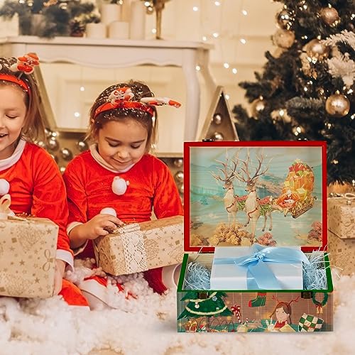 BeNiNat 2 Pack Unfinished Wood Box with Lid Large Wooden Box(14”x10.4”x 6.5"+12"x 9"x4.9") Pine Storage Wood Boxes for Crafts, Jewelry, Art, DIYMemory,Keepsake Wooden Gift Boxes - Image 3