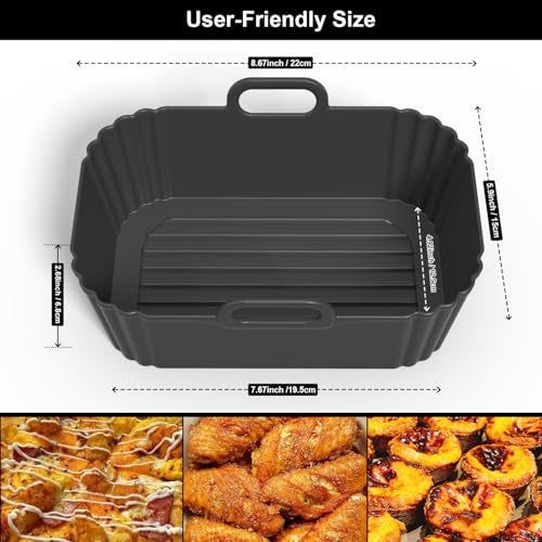 Masgarlan Silicone Air Fryer Liners 2 Pack, Reusable Compatible for Ninja Foodi DZ201, DZ401, DZ550, DZ302, COSORI 9QT, Chefman, Instant, and 6-in-1 8-10QT Dual Baskets - Image 2