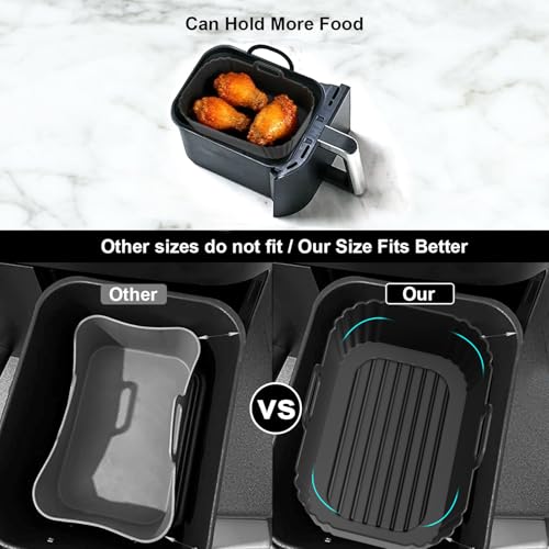 Masgarlan Silicone Air Fryer Liners 2 Pack, Reusable Compatible for Ninja Foodi DZ201, DZ401, DZ550, DZ302, COSORI 9QT, Chefman, Instant, and 6-in-1 8-10QT Dual Baskets - Image 5