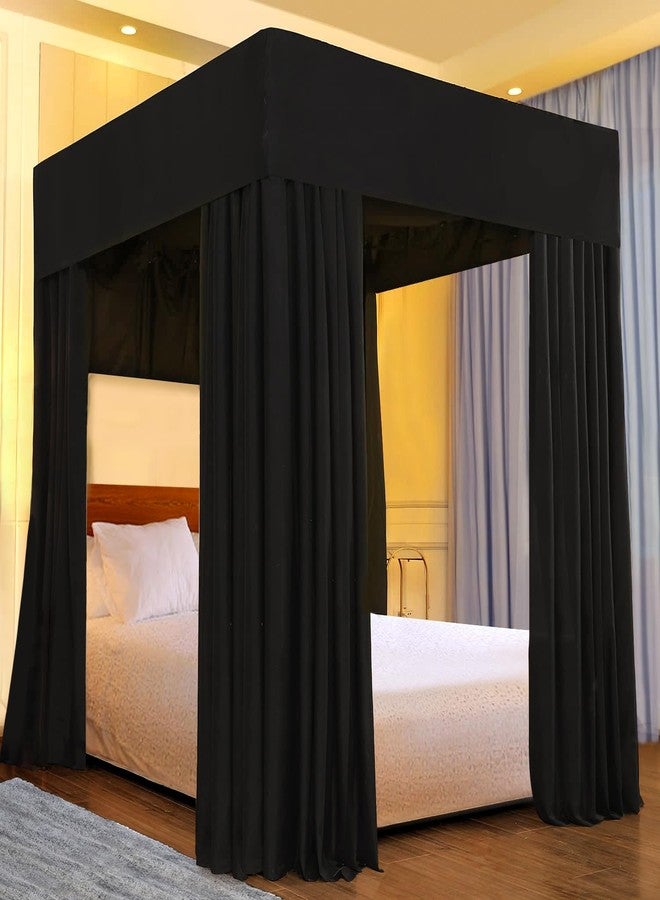 Joylife Canopy Bed Curtains King Bed Canopy for Girls, Canopy Curtains and Bed Curtains, Bed Canopy Curtains for Home Decorations (Pure Black, California King) - Image 1