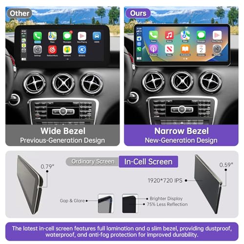 NINETOM 2026 Upgraded 12.3" Ultra-Narrow Touchscreen Wireless CarPlay Android Auto Receiver Compatible with Mercedes-Benz GLA/CLA/A/G -Class C117/X117/X156 (2013–2015), for NTG 4.5/4.7 System - Image 4