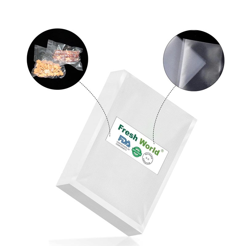 FRESHWORLD Food Grade BPAFree Microwaveable Ready Vacuum Bags with 90 Micron Thickness travel friendly Airtight space saver storage bags 20 cms x 25 cms - Image 1