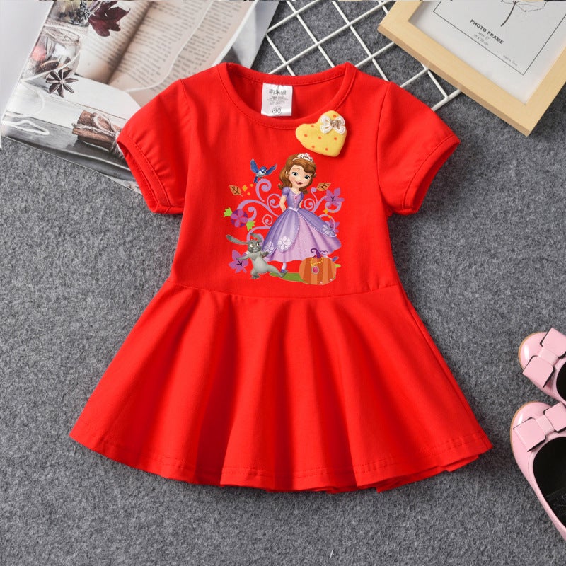 Girl'S Dress Summer 2023 New Style Korean Style Children'S Skirt Summer Short-Sleeved Baby Girl'S Print Dress Trendy - Image 2