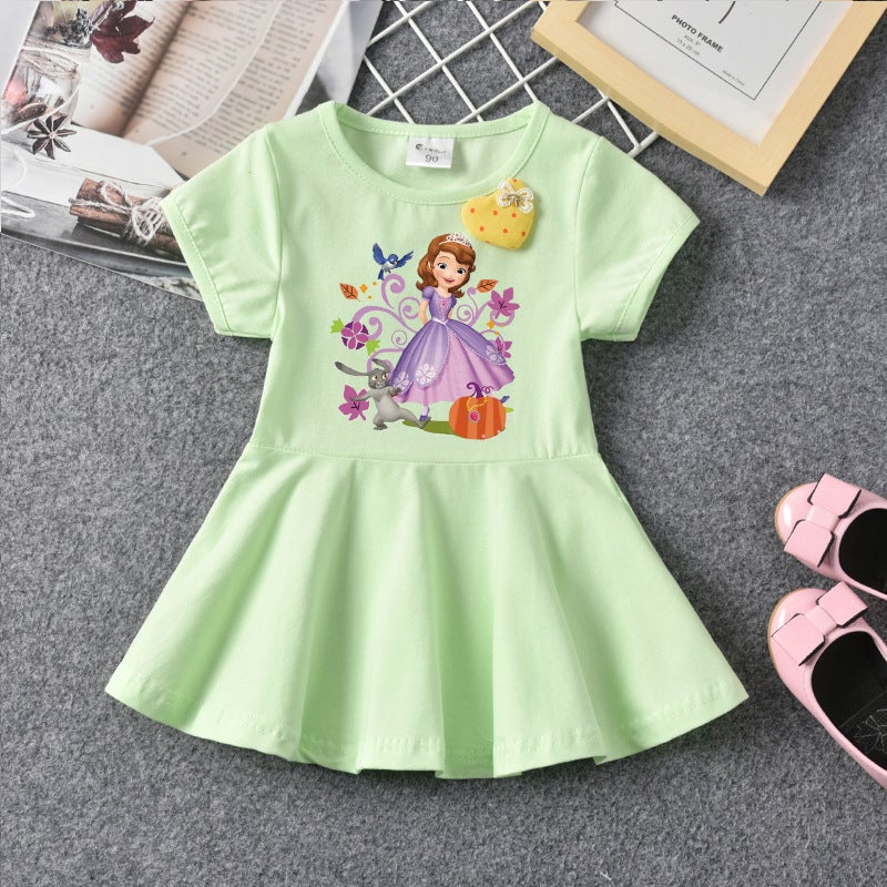 Girl'S Dress Summer 2023 New Style Korean Style Children'S Skirt Summer Short-Sleeved Baby Girl'S Print Dress Trendy - Image 4