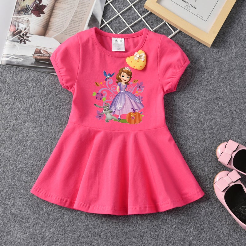 Girl'S Dress Summer 2023 New Style Korean Style Children'S Skirt Summer Short-Sleeved Baby Girl'S Print Dress Trendy - Image 5