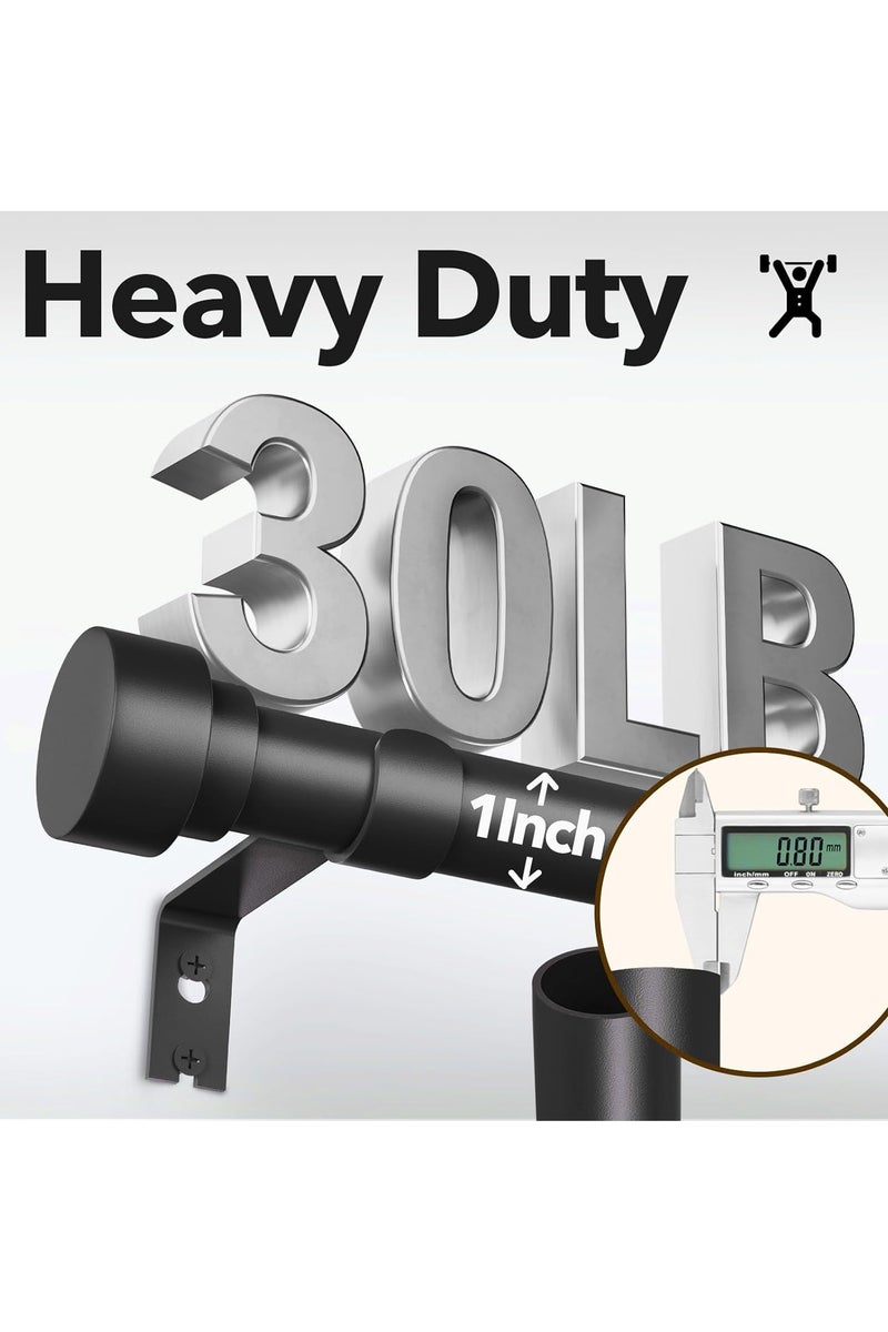 Heavy Duty Curtain Rods for Windows, 25MM Black Curtain Rods for Outdoor, Farmhouse, Bedroom, Kitchen, Living Room, Adjustable Easy Install Curtain Rods (Black,36-88") - Image 2